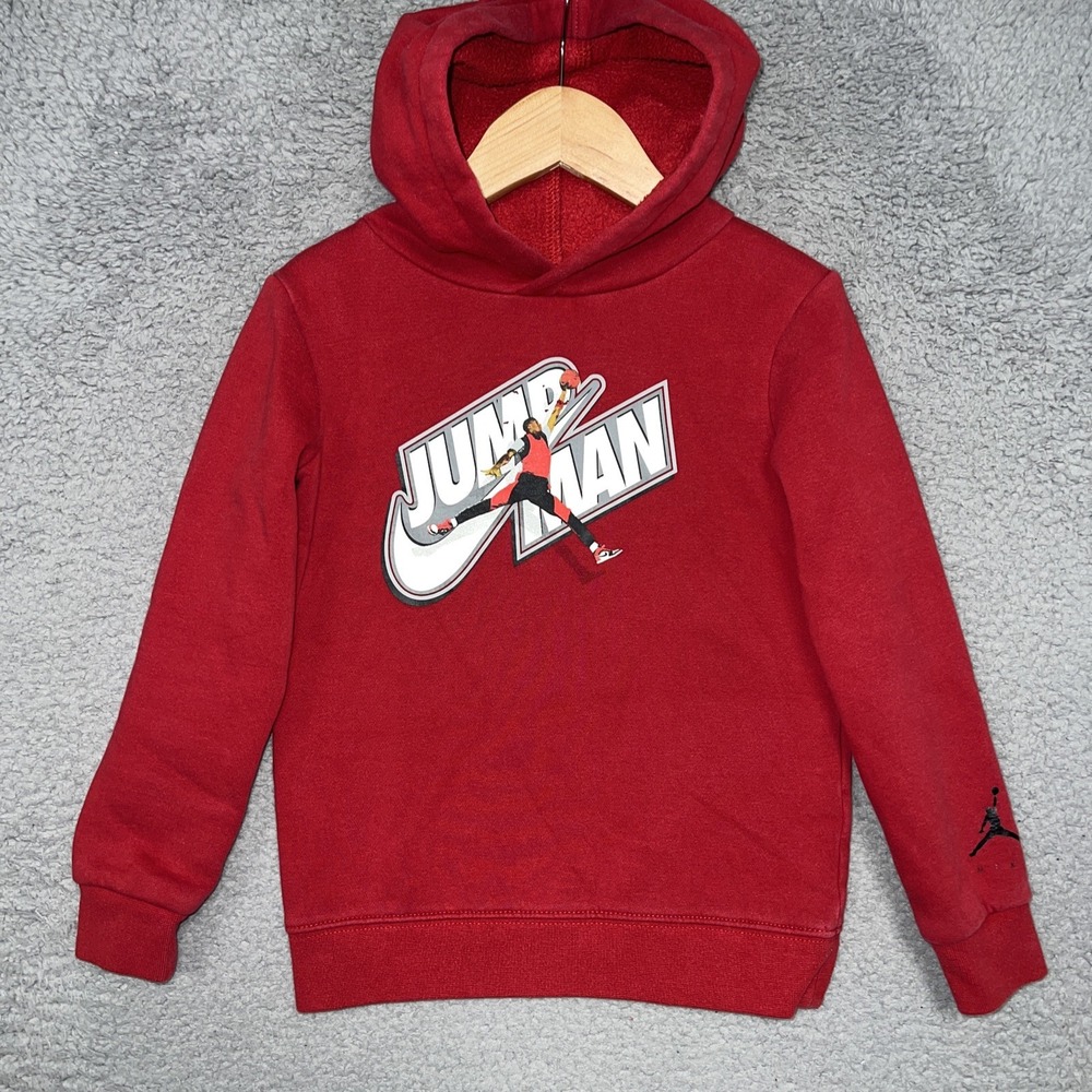 Nike x Air Jordan Jump Man Hoodie Youth Sz 4T Red Pullover Sweatshirt Jumpman